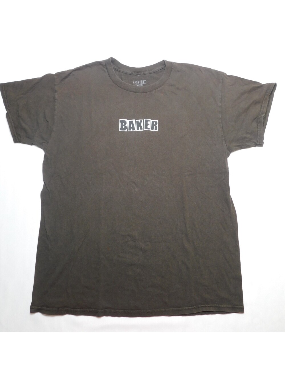 Baker Skateboards Brand Logo T Shirt Large L Brown White Block Text Skate Tee